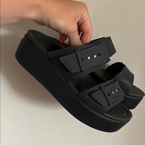 CROCS Black Platform Slides